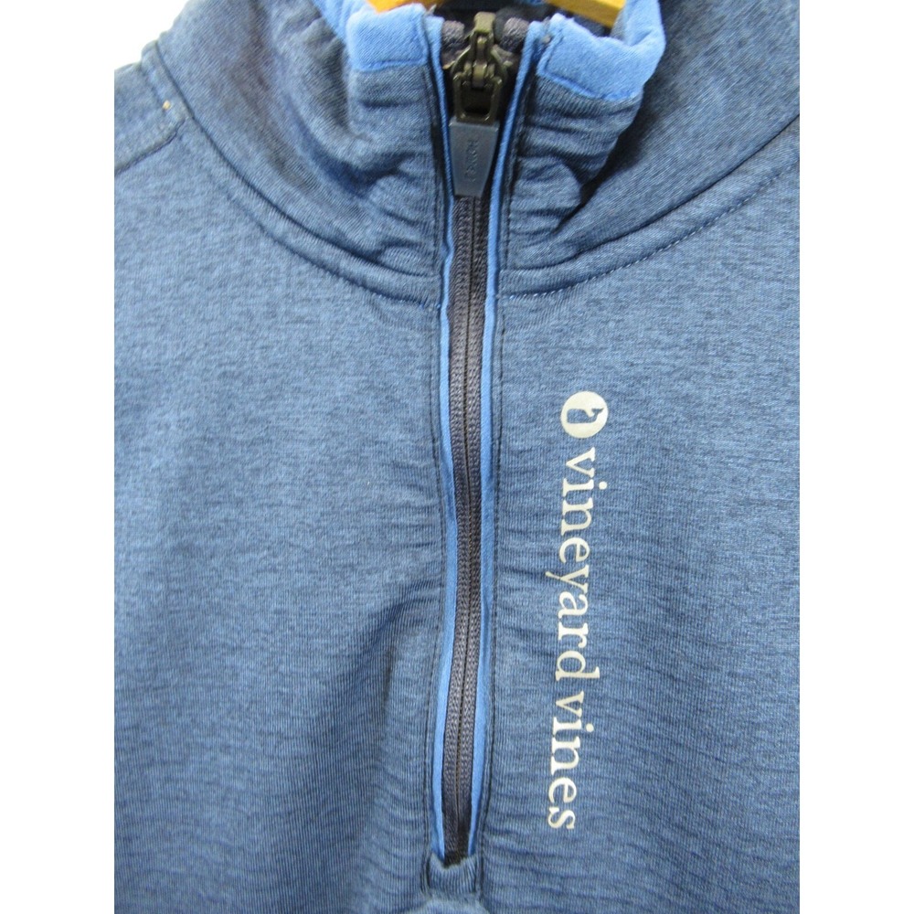 Vineyard Vines Grid Fleece 1/4 Zip Pullover Boys L 16 Blue - Picture 3 of 7